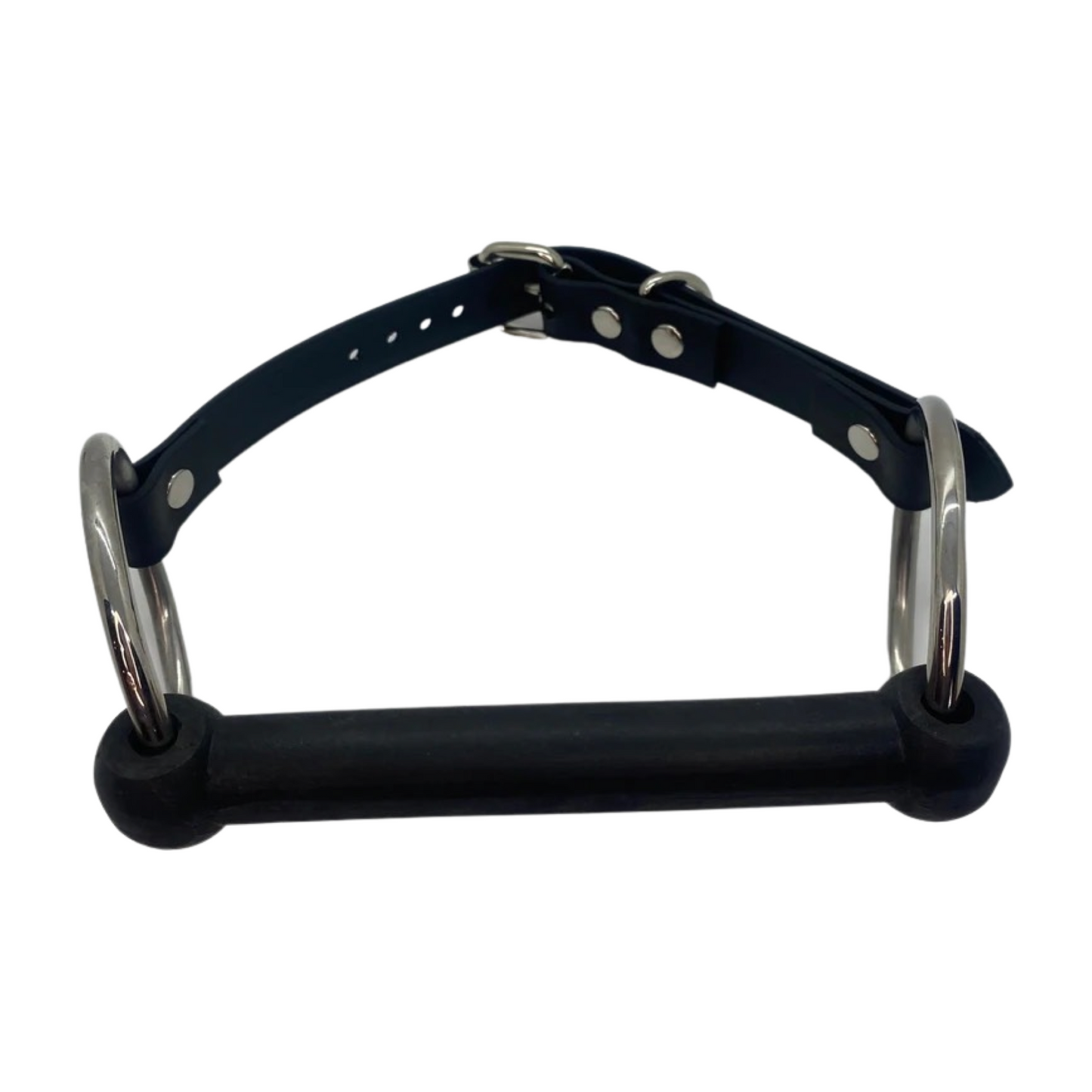 Vegan Rubber Pony Bit Gag - Nickel Hardware