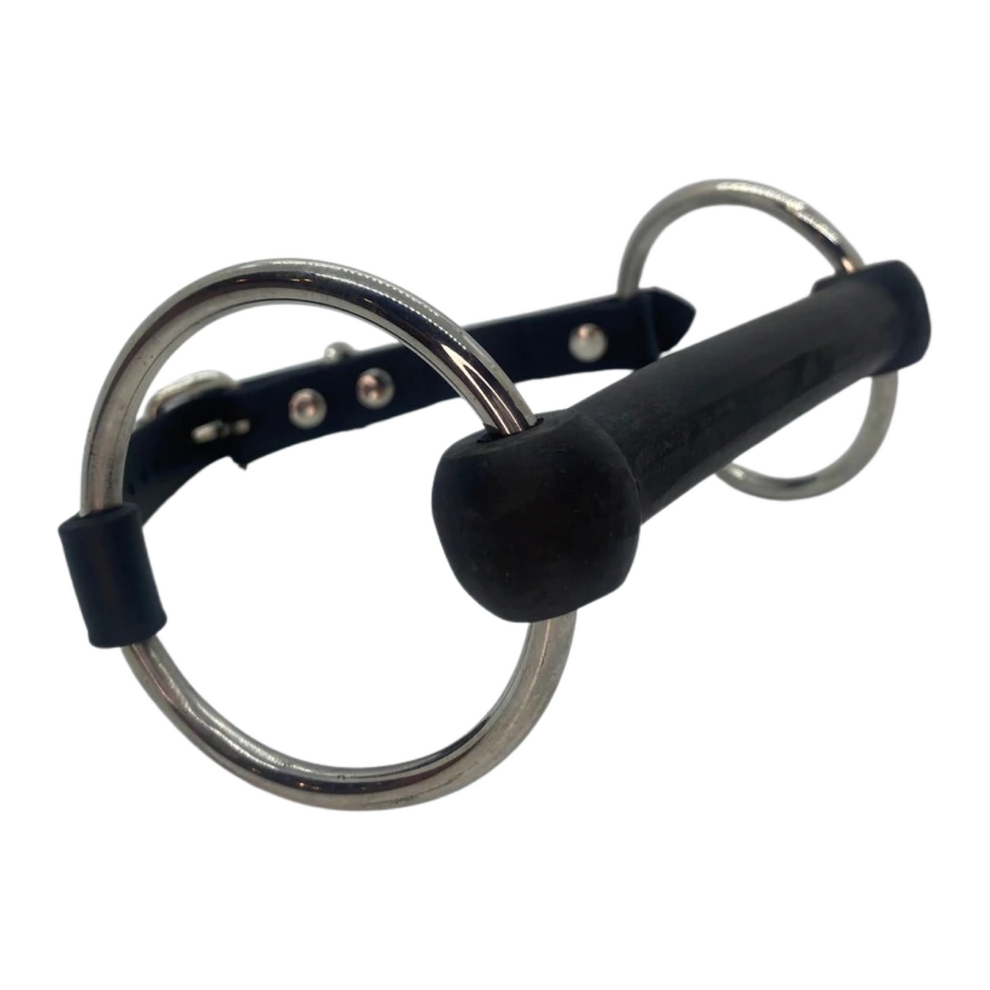 Vegan Rubber Pony Bit Gag - Nickel Hardware