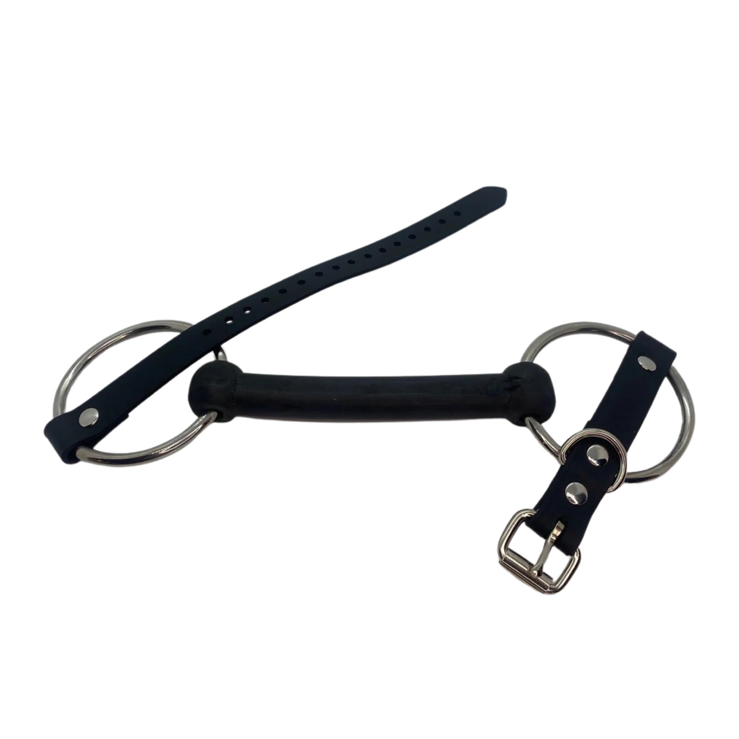 Vegan Rubber Pony Bit Gag - Nickel Hardware