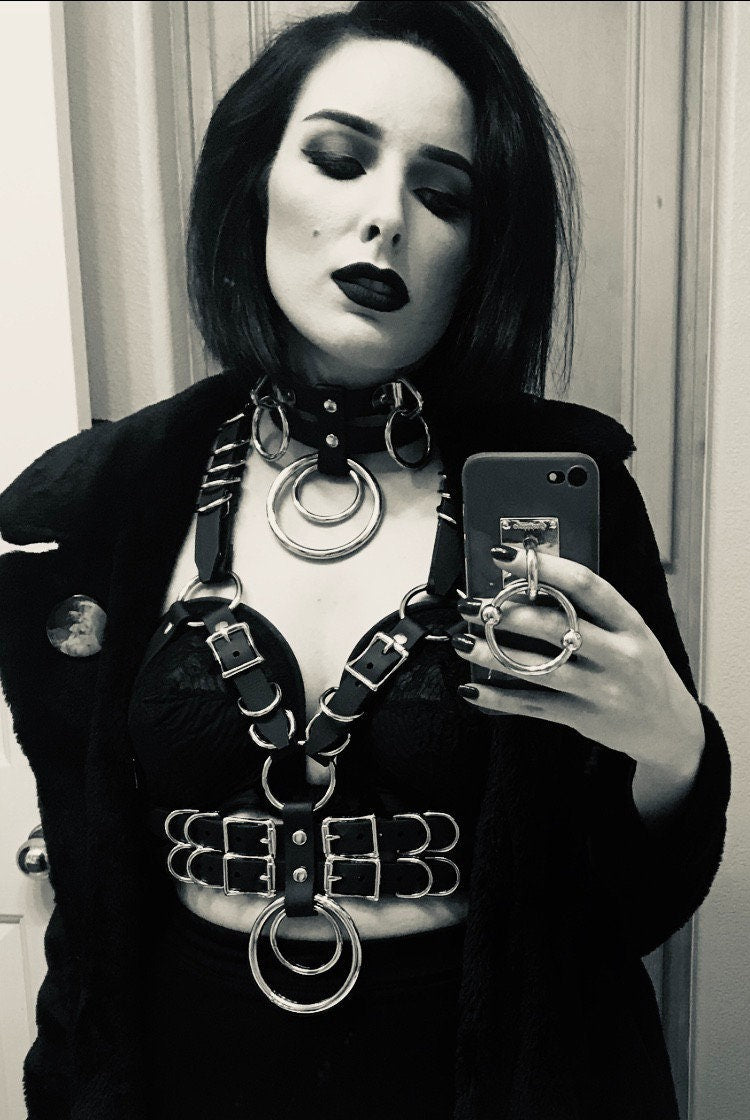 Vegan Bondage Harness Bra with Hanging O-Rings