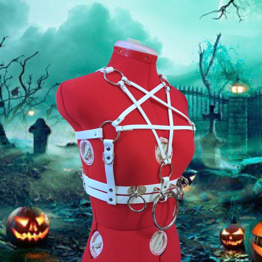Vegan Pentagram Bondage Harness Bra
