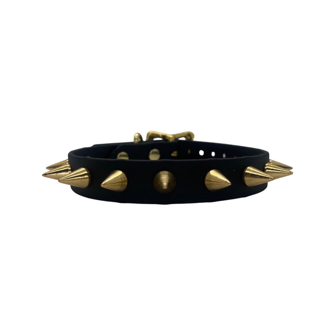 Vegan Spiked Choker Collar with Brass Hardware