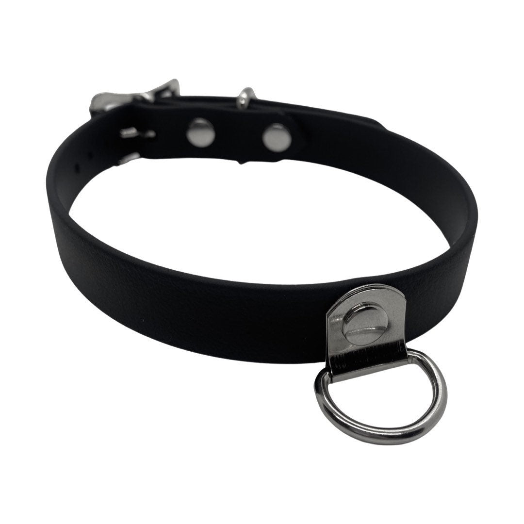 Vegan Bondage Collar with Hanging D-ring