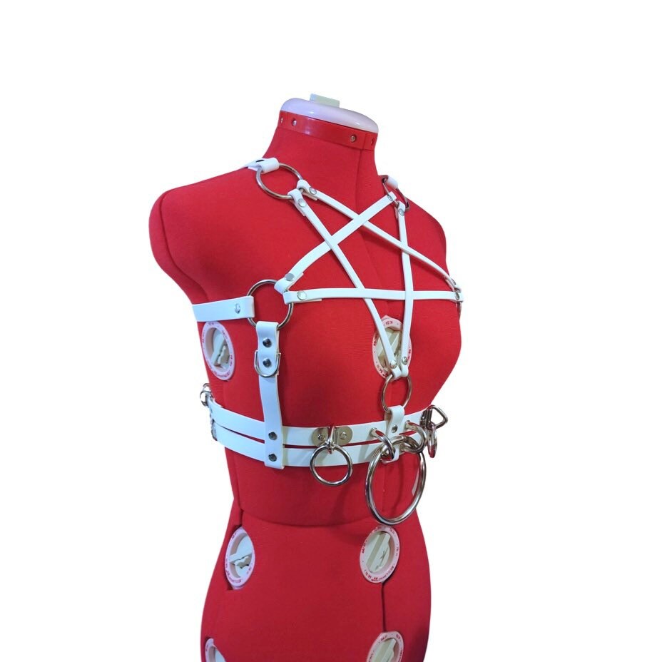 Vegan Pentagram Bondage Harness Bra