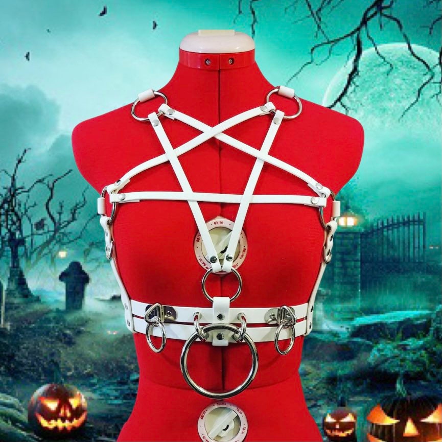 Vegan Pentagram Bondage Harness Bra