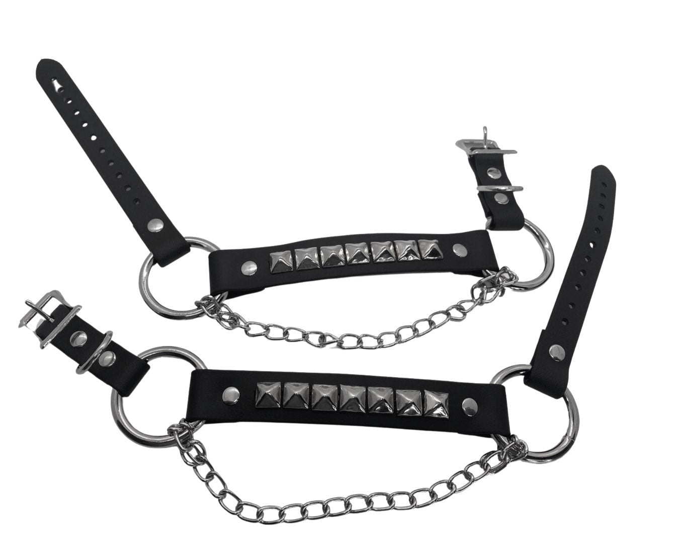 Vegan Boot Straps with Pyramid Studs and Chain