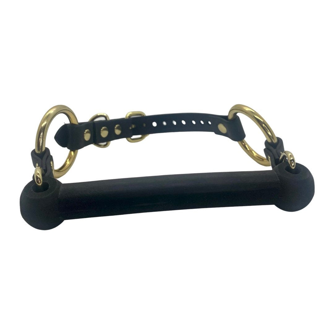 Vegan Rubber Pony Bit Gag - Brass Hardware
