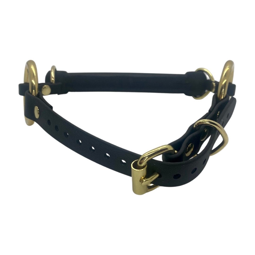 Vegan Rubber Pony Bit Gag - Brass Hardware