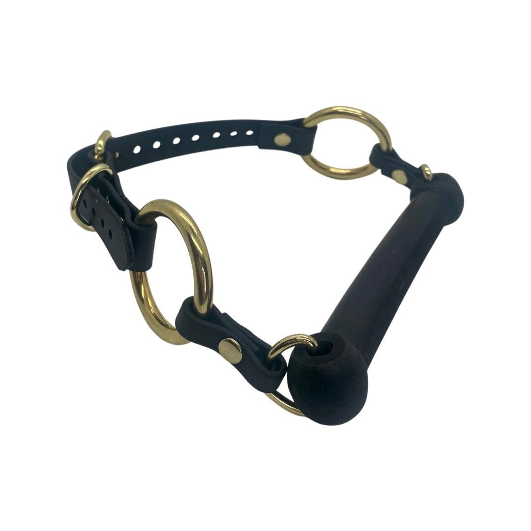 Vegan Rubber Pony Bit Gag - Brass Hardware