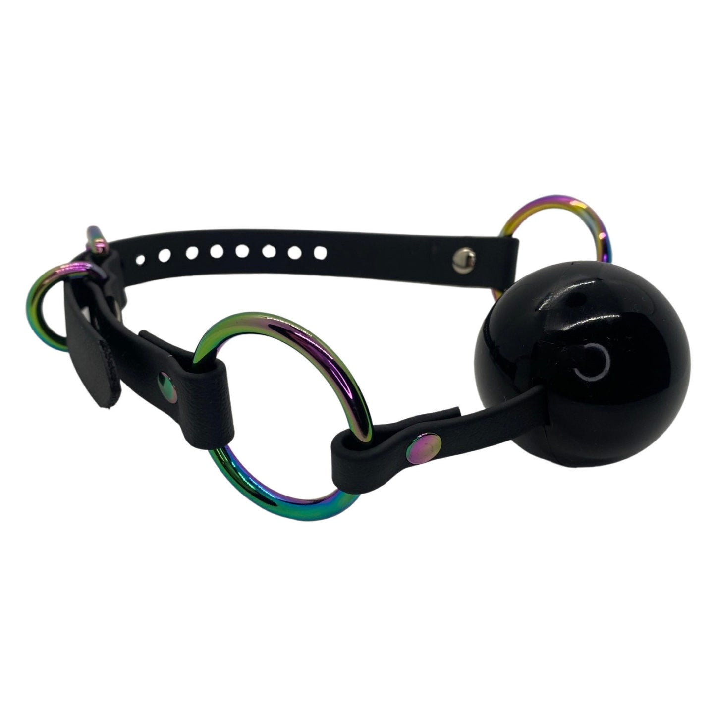 Vegan Ball Gag with Rainbow/ Iridescent Hardware