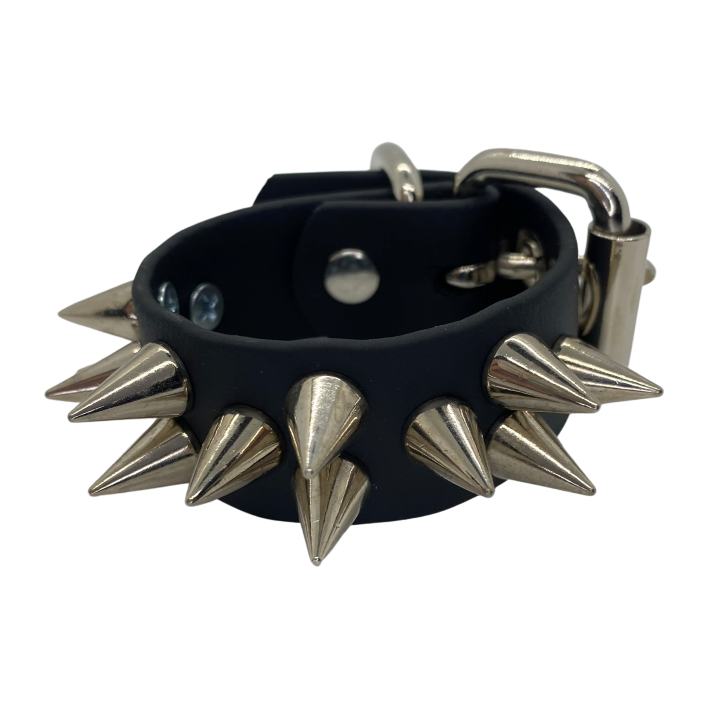 Vegan Leather Spiked Wrist Cuffs / Bracelet with Nickel Hardware