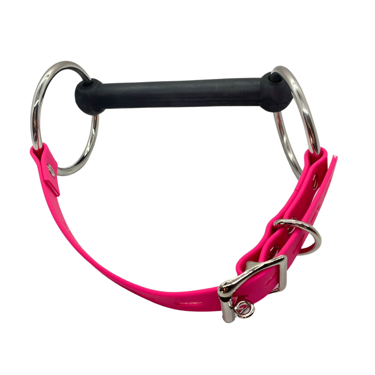 Vegan Rubber Pony Bit Gag - Nickel Hardware