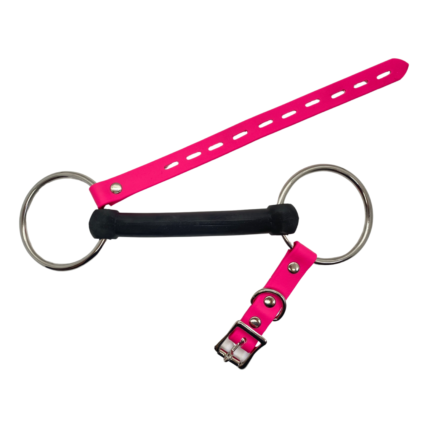 Vegan Rubber Pony Bit Gag - Nickel Hardware