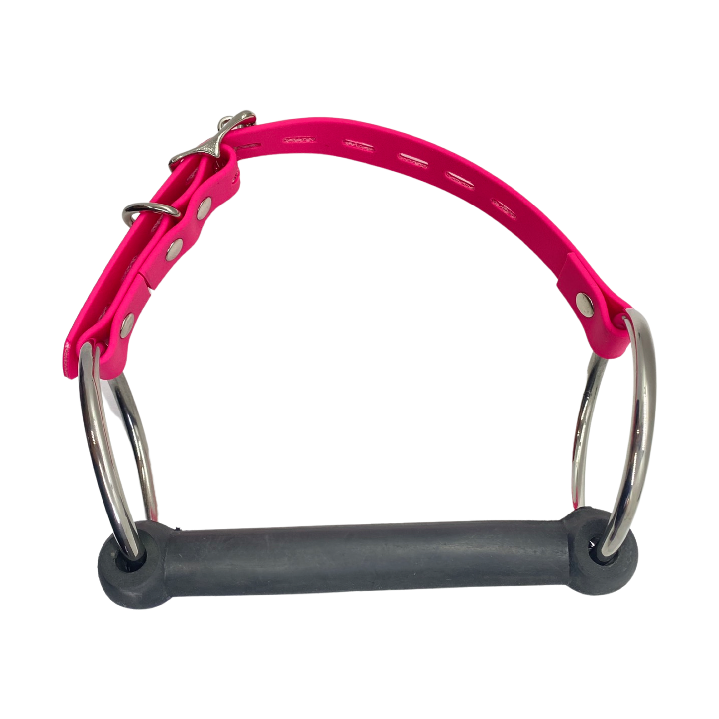 Vegan Rubber Pony Bit Gag - Nickel Hardware