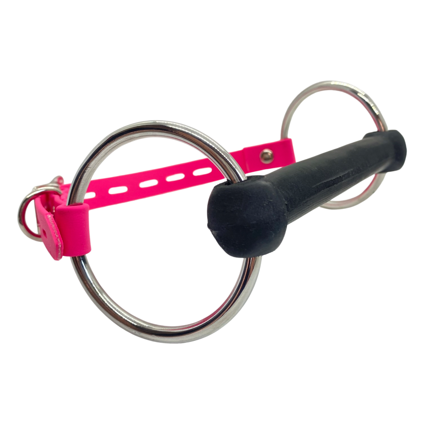 Vegan Rubber Pony Bit Gag - Nickel Hardware