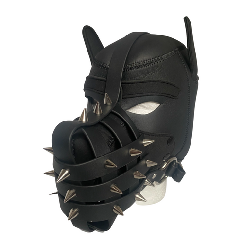 Vegan Human Puppy Play Muzzle - With Spikes