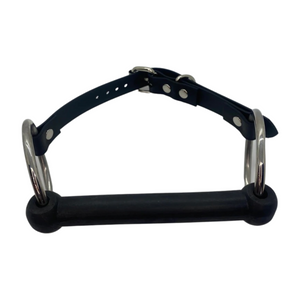 Vegan Rubber Pony Bit Gag - Nickel Hardware