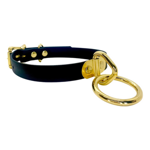 Vegan Bondage Ring Collar with Brass hardware