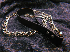 Chain Leash with Vegan Leather Handle