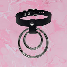 Load image into Gallery viewer, Vegan Bondage Collar with Two Hanging O-Rings