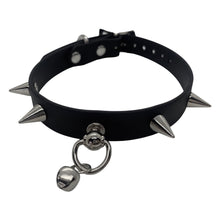 Load image into Gallery viewer, Vegan Kitten Play Collar with Spikes and a Bell