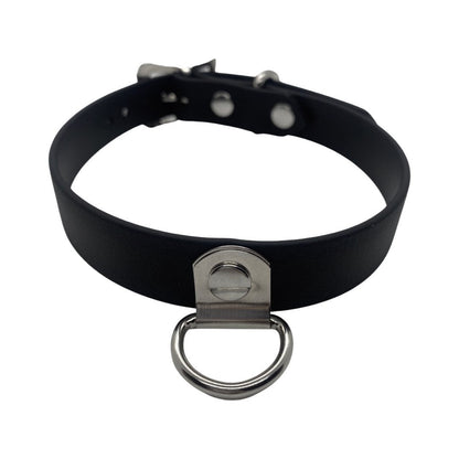 Vegan Bondage Collar with Hanging D-ring