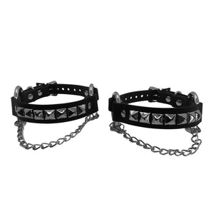 Vegan Boot Straps with Pyramid Studs and Chain