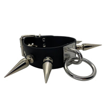 Load image into Gallery viewer, 2” Heavy Vegan Bondage Collar with Giant Spikes