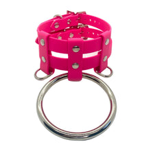 Load image into Gallery viewer, Vegan Bondage Collar - Double Stack with Large O-Ring and Double D-Ring