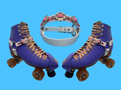 Vegan Roller Skate Boot Straps with Conchos - Limited White and Light Pink