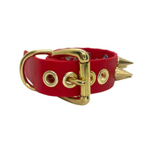 Load image into Gallery viewer, Vegan Leather Spiked Wrist Cuffs / Bracelet with Brass Hardware