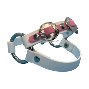 Vegan Roller Skate Boot Straps with Conchos - Limited White and Light Pink