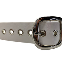 Load image into Gallery viewer, White Vegan Bondage Belt with Key Clip - Nickel Hardware