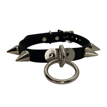 Load image into Gallery viewer, Vegan Bondage Collar with Bulldog Spikes