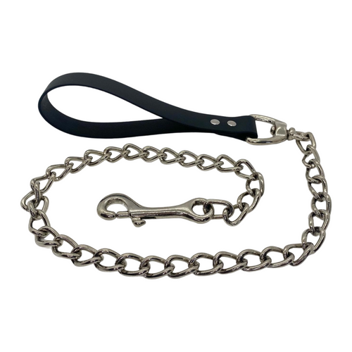 Chain Leash with Vegan Leather Handle