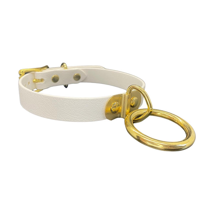 Vegan Bondage Ring Collar with Brass hardware