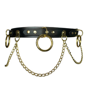 Vegan Bondage Belt with Brass Chains