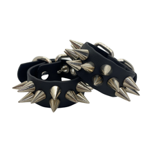Load image into Gallery viewer, Vegan Leather Spiked Wrist Cuffs / Bracelet with Nickel Hardware