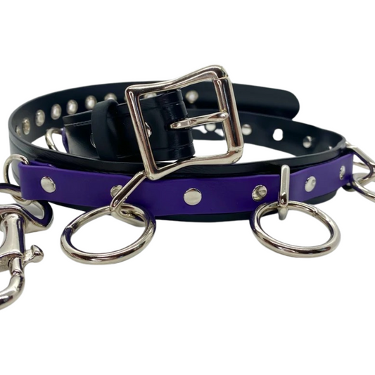 Vegan Bondage Belt #1 - Nickel Hardware and Key Clip