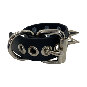 Vegan Leather Spiked Wrist Cuffs / Bracelet with Nickel Hardware