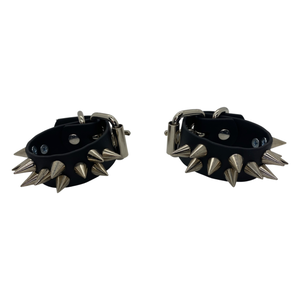 Vegan Leather Spiked Wrist Cuffs / Bracelet with Nickel Hardware